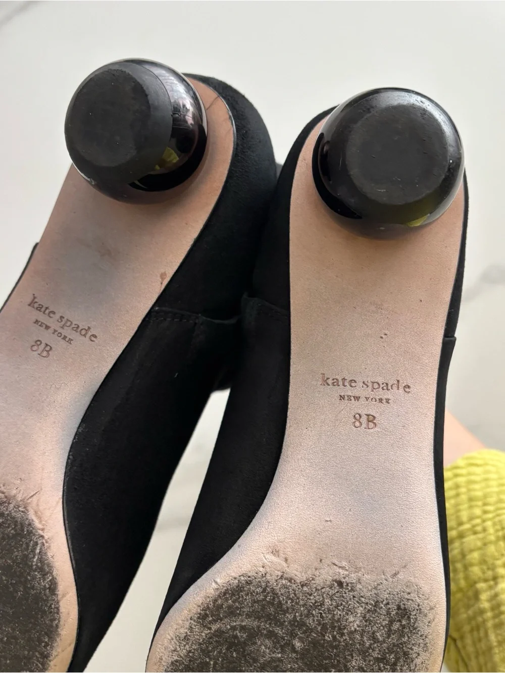 kate spade Sydney Black Suede Ankle Boots with Sphere Heel Sz 8